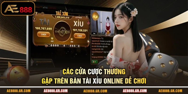 Các cửa cược thường gặp trên bàn Tài Xỉu online dễ chơi